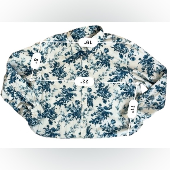 Gap LoveShackFancy Collab Floral Cropped Button Up Shirt. Size M - Picture 5 of 7